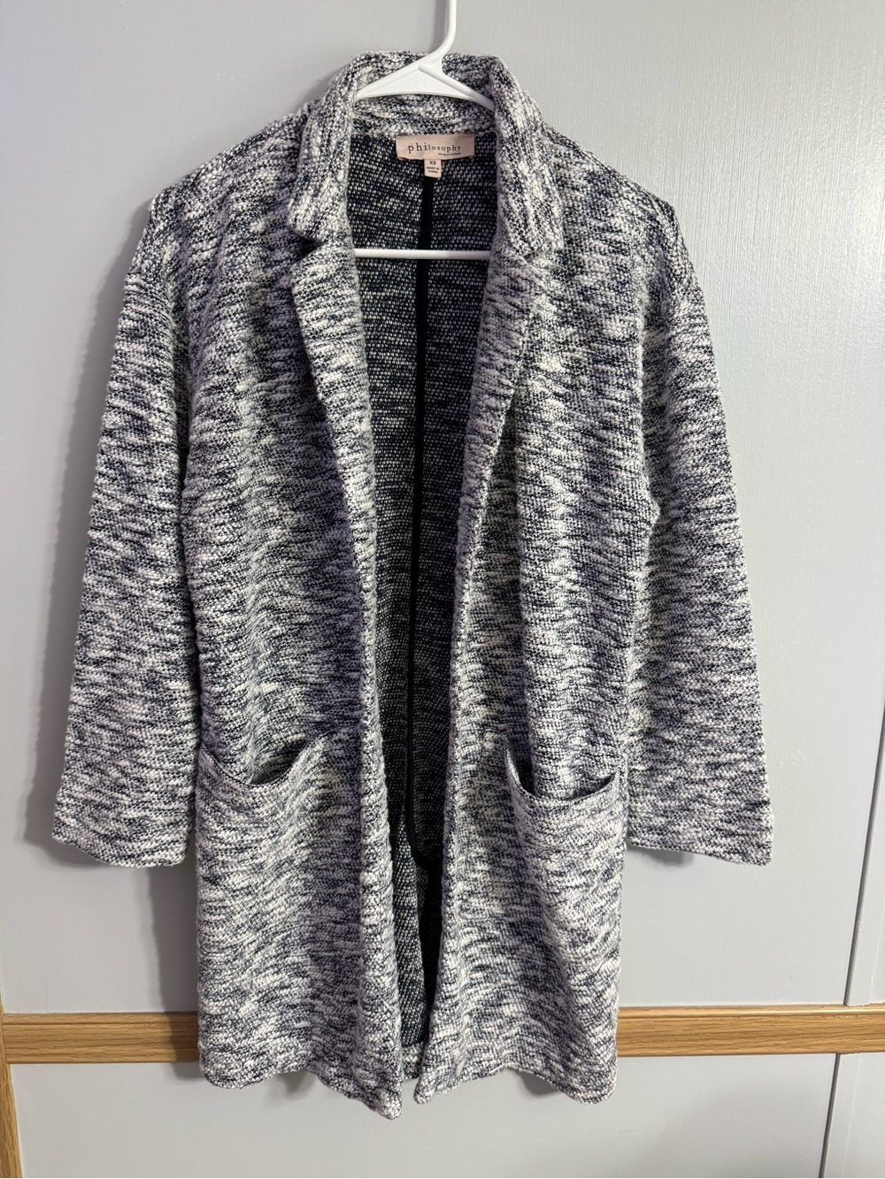 Philosophy Marled Gray Black & White Open-Front Cardigan Size XS